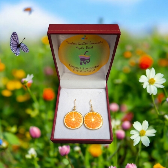 Seaglasscoaztallemonades.com Jewelry - Seaglass CoaZtal Lemonades Official Orange Slice Earring COMES WITH FREE STICKER